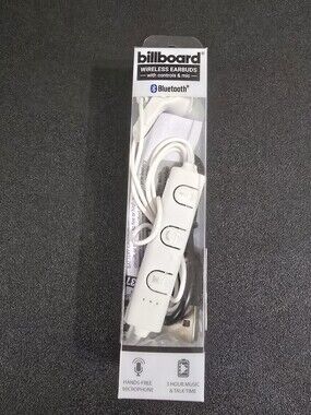 New White billboard Wireless Bluetooth Earbuds With Controls And Mic